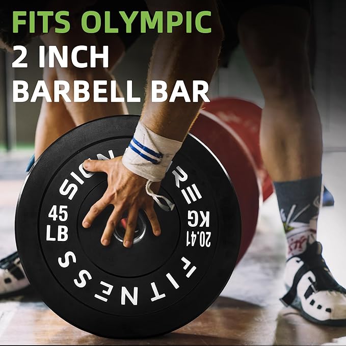 Olympic Bumper Plates Set, 2" Weight Plates for Strength Training & Weightlifting, Paris or Set or Set with Barbell, Multiple Options