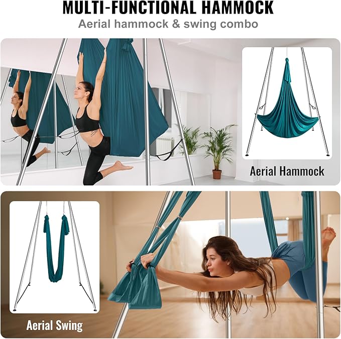 VEVOR Aerial Yoga Frame, 9.67 ft Height Swing Stand, Max 551.15 lbs Load Chrome-Plated Steel Pipe Inversion Yoga Rig for Indoor Outdoor Use