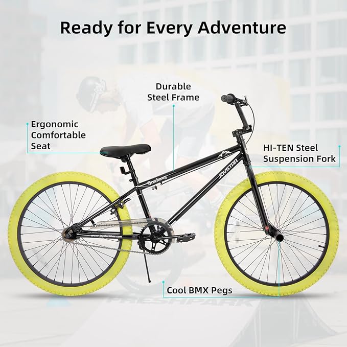 JOYSTAR Brockway Freestyle Kids BMX Bikes 20" 24" Kids Bicycles for 6-14 Years Old Boys Girls and Beginner-Level Riders 2 Pegs Multiple Colors