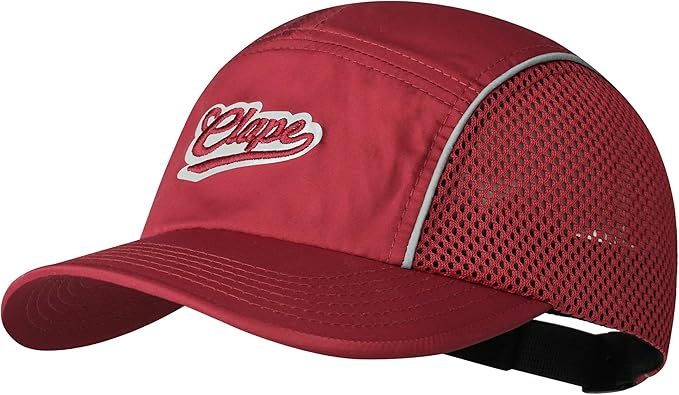 CLAPE Quick Dry 5 Panel Hat for Men, Breathable Mesh Short Brim Baseball Cap, Reflective Ajustable Outdoor Sport Running Hat