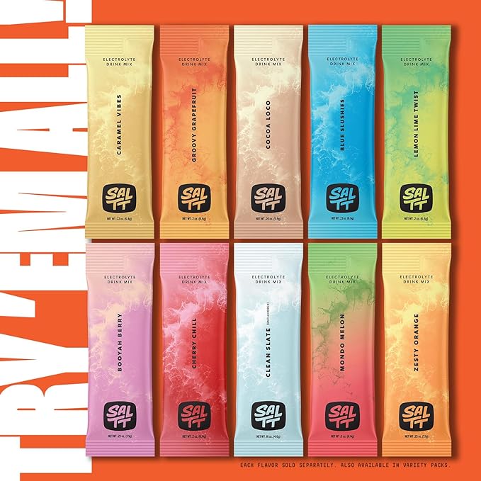 Keto Chow SALTT Electrolytes Powder Packets, Stoked Mango (30 Hydration Packets) - Magnesium, Potassium, Sodium, Trace Minerals - Vegan, Sugar & Gluten Free - Travel Essentials - Made in USA