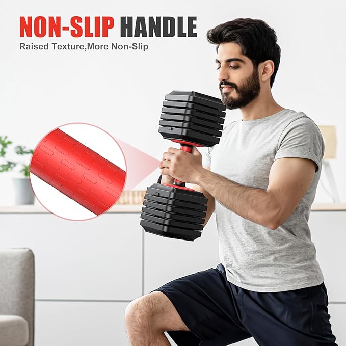 XDDIAS Adjustable Dumbbell Set of 2, 25/55/80LB Dumbbell Set-1Sec Adjustable Weights-5/10 in 1 Free Weights Dumbbells Set with Effortless Tray/No-Slip Handle-Compact Size for Women/Men at Home Gym