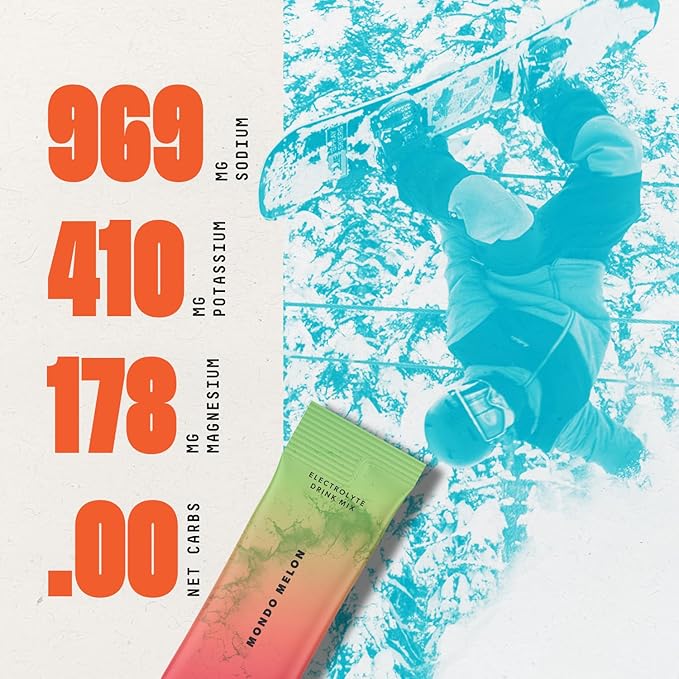 Keto Chow SALTT Electrolytes Powder Packets, Mondo Melon (30 Hydration Packets) - Magnesium, Potassium, Sodium, Trace Minerals - Vegan, Sugar Free, Gluten Free - Travel Essentials - Made in USA