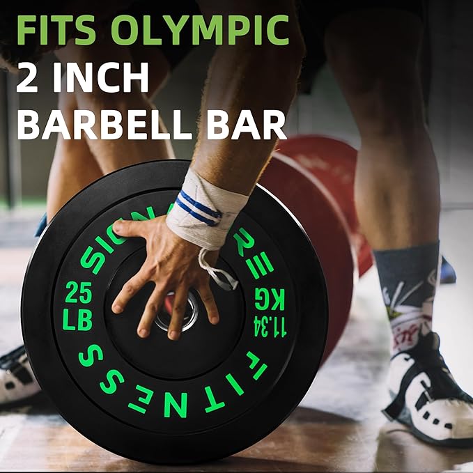 Olympic Bumper Plates Set, 2" Weight Plates for Strength Training & Weightlifting, Paris or Set or Set with Barbell, Multiple Options