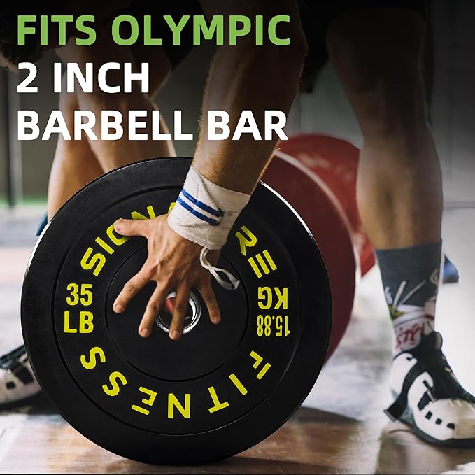 Olympic Bumper Plates Set, 2" Weight Plates for Strength Training & Weightlifting, Paris or Set or Set with Barbell, Multiple Options