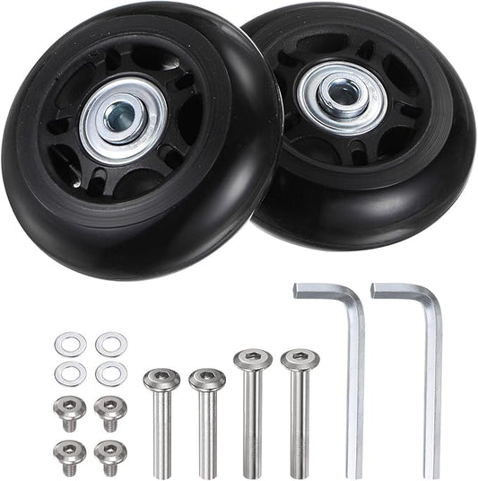 uxcell Replacement Luggage Wheels 68x24mm Suitcase Wheel Repair Kits Include 2 PU Bearing Wheels & Washers, Wrenches & Axle Screw for Trolley Bag, Inline Skate and Caster Board