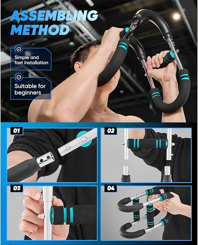 Vedaeyer Twister Arm Trainer, 40-100lb Arm Trainer for Men - Chest/Shoulder/Triceps Workout Equipment, Portable Spring Resistance Home Fitness Equipment, 3-Level Adjustable Design