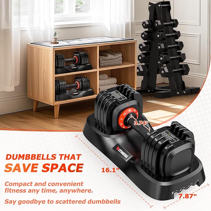 Adjustable Dumbbells Set of 2, 1 Hand Adjustable Weights Dumbbells Set, 5 in 1/10 in 1 Free Dumbbell with Anti-Slip Texture Handle, 25/55/80lb Pair Weight Set For Home Gym Suit both Men and Women