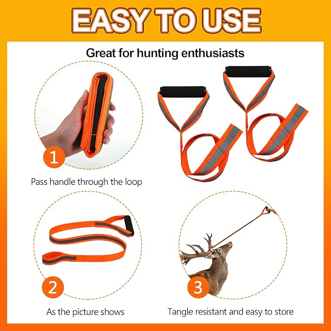 2 Pcs Deer Drag Sleds Deer Sled Game Hauler with 2 Pcs Heavy Duty Drag Strap for Duck Hunting Ice Fishing Accessories Rope Pulling Harness for Hunting Gift