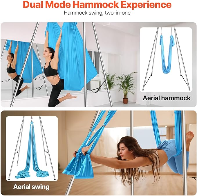 VEVOR Aerial Yoga Frame, 9.67 ft Height Swing Stand, Max 551.15 lbs Load Chrome-Plated Steel Pipe Inversion Yoga Rig for Indoor Outdoor Use