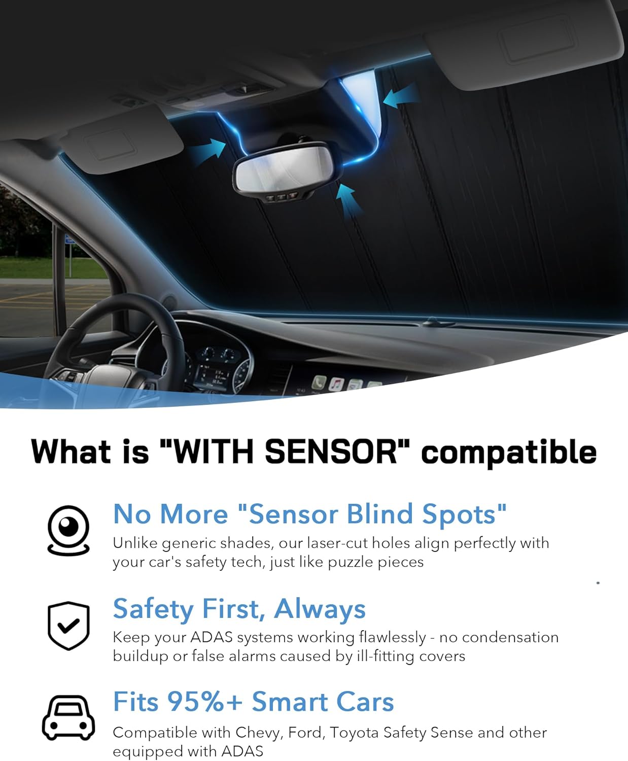 Windshield Sun Shade for Kia Soul Wagon 2014-2019,Front Window Sunshade Shield, 2-in-1 Reflective Sun Shade,Silver for Summer, Black for Winter