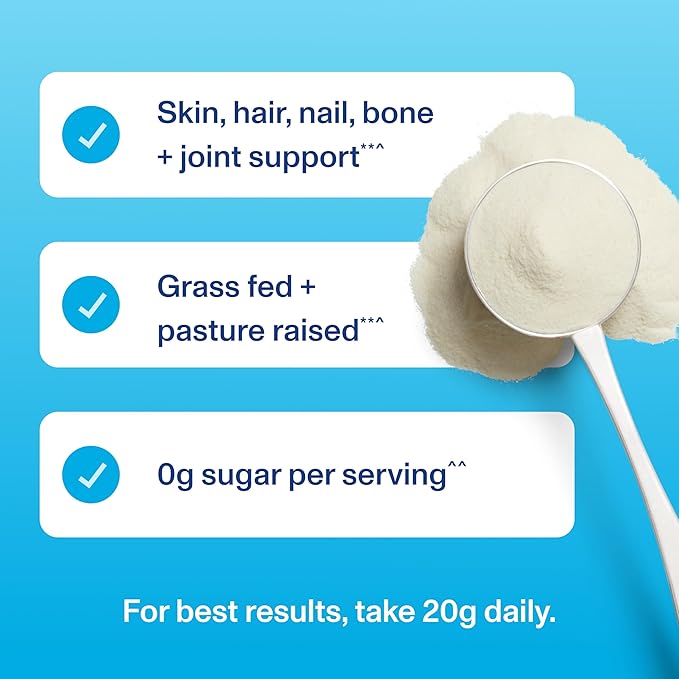 Vital Proteins Collagen Peptides Powder - Grass Fed Collagen Peptides for Hair, Nail, Skin, Bone & Joint Health, Unflavored, 27 Servings