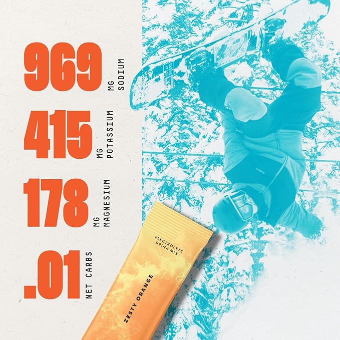 Keto Chow SALTT Electrolytes Powder Packets, Zesty Orange (30 Hydration Packets) - Magnesium, Potassium, Sodium, Trace Minerals - Vegan, Sugar Free, Gluten Free - Travel Essentials - Made in USA