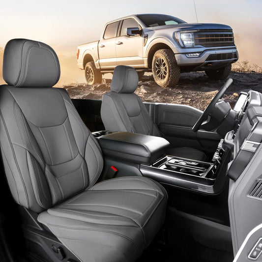 Coverland Custom Car Seat Covers Compatible with Colorado, Ram 1500, Canyon, Sierra 1500 - Premium Leather Non-Slip Waterproof Interior Protector Front Seat-Dark Gray [See Size Chart-Size A11]