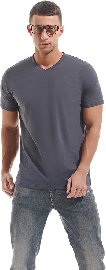 VEIISAR Premium V Neck T Shirts for Men - Modern Fitted Tees Vneck Undershirts