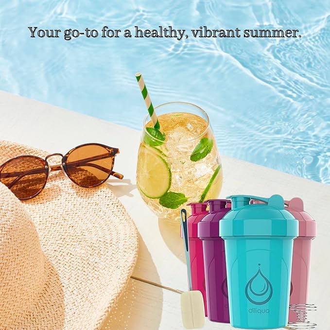 4 PACK, 28 oz & 20 oz Shaker Bottles for Protein Mixes | BPA-Free & Dishwasher Safe | Protein Shaker Bottle | Shaker Cups | Leakproof Blender Shaker Bottle Pack (28 & 20 oz Turquoise)