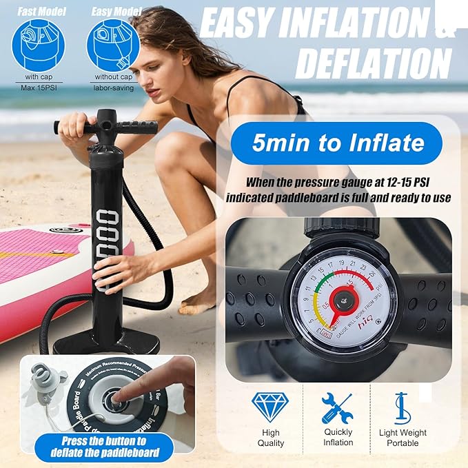 Inflatable Stand Up Paddle Board 10‘x30‘‘- Ultra-Light SUP with Backpack, Pump, Paddle, Coil Leash, 3 Fins, Repair Kit, Stable Design, Non-Slip EVA Deck for Adults & Youth