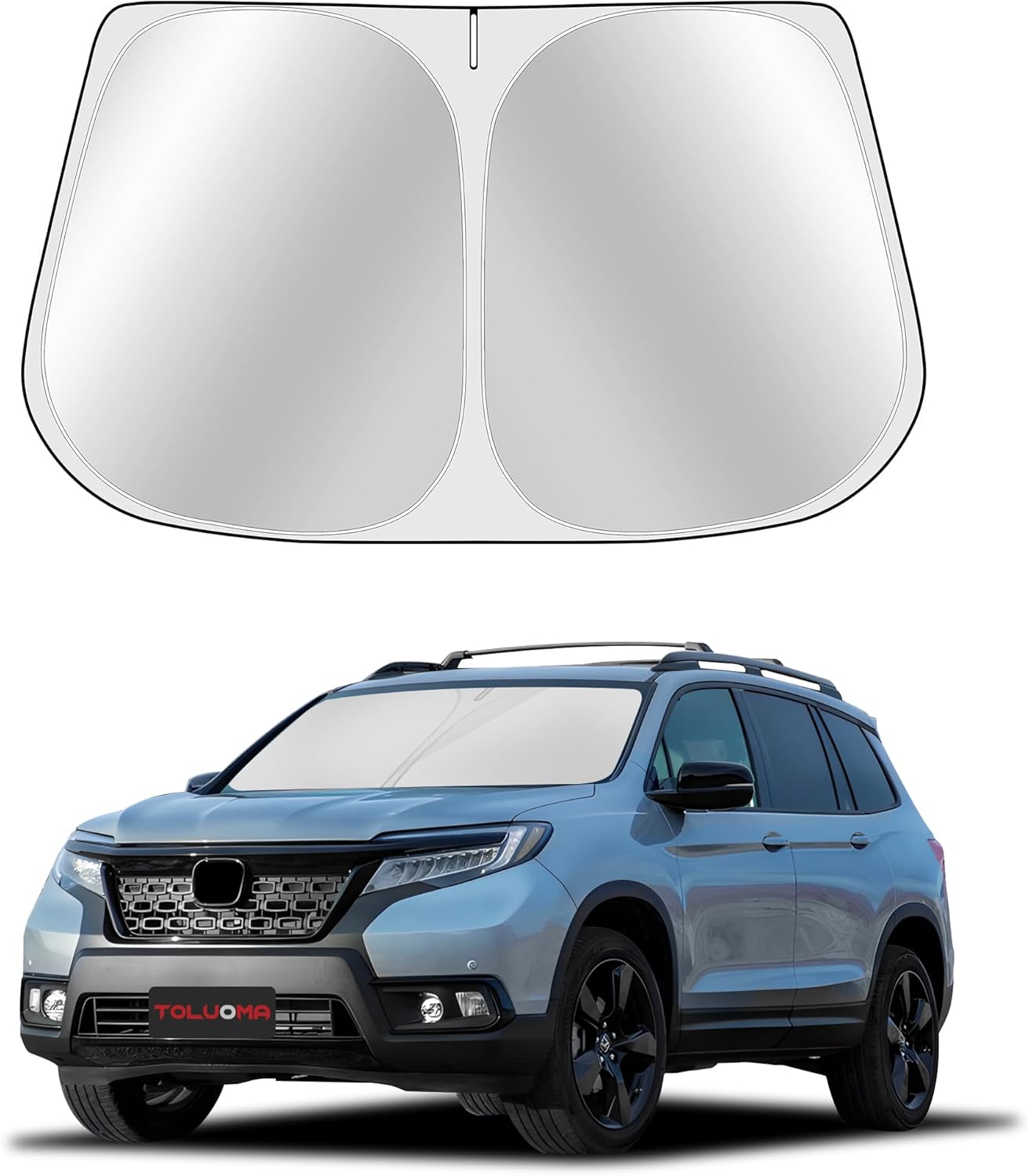 Custom Fit Windshield Sun Shade for Honda Passport 2019-2025 - Full Coverage, 210T Reflective Fabric, Double-Layer Design - Blocks 99% UV Rays, Keeps Car Cool, Easy to Install and Store