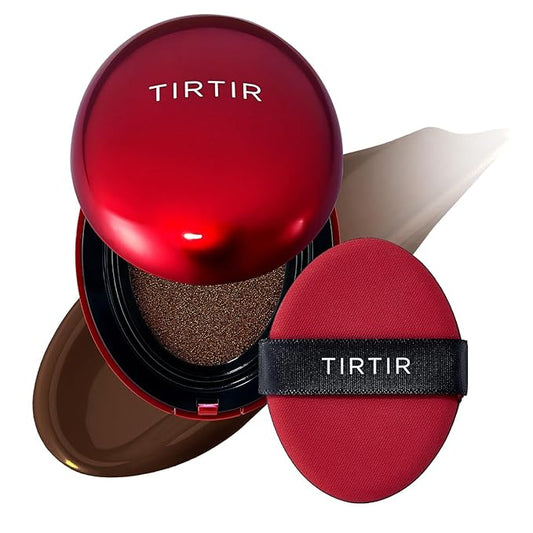 TIRTIR Mask Fit Red Cushion Foundation | Full coverage, Weightless, Skin fit, Satin Glow Finish, Korean Makeup, beauty, Tattoo cover up, Buildable (#51N Fudge, 0.63 Fl Oz)