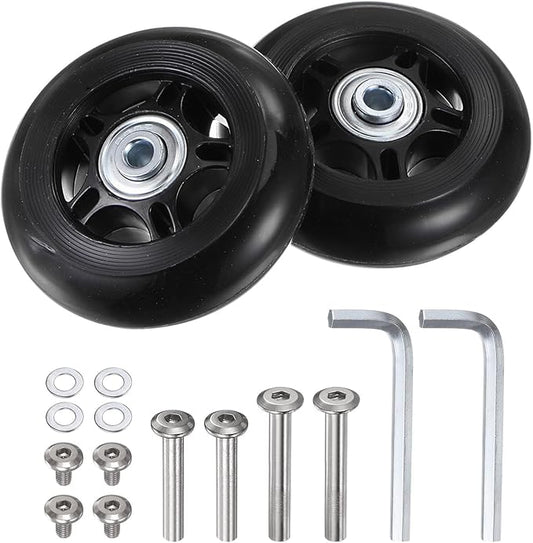 uxcell Replacement Luggage Wheels 75x24mm Suitcase Wheel Repair Kits Include 2 PU Bearing Wheels & Washers, Wrenches & Axle Screw for Trolley Bag, Inline Skate and Caster Board
