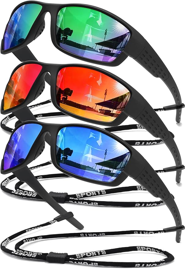 Polarized Sports Sunglasses Men UV400 Protection Lightweight Wrap Around Goggles for Cycling Fishing Driving Running