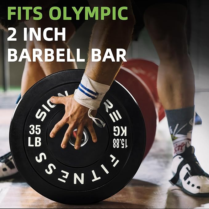 Olympic Bumper Plates Set, 2" Weight Plates for Strength Training & Weightlifting, Paris or Set or Set with Barbell, Multiple Options