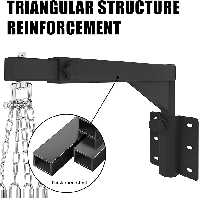 Adjustable Heavy Duty Bag Hanger,Wall Mount Punching Bag Hanger,Thickened Steel Plate and Stainless Steel kit for Home Gym Indoor Outdoor (Supports up to 900Ib)