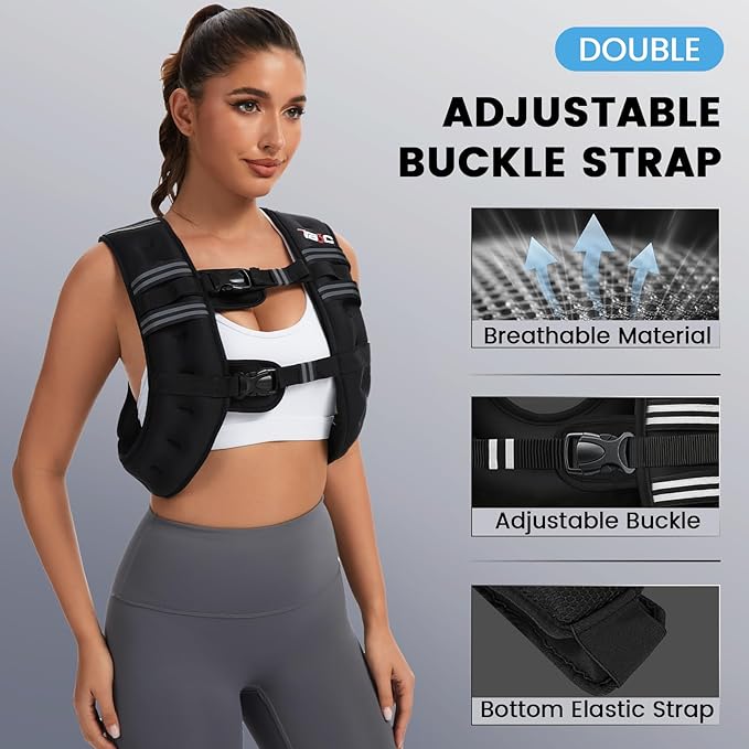 Weighted Vest Woman, 6/8/12/16/20/25/30LB Weight Vest for Women Men, Walking Jogging Workout, Running Vest with Reflective Stripe for Fitness Weight Loss Strength Training