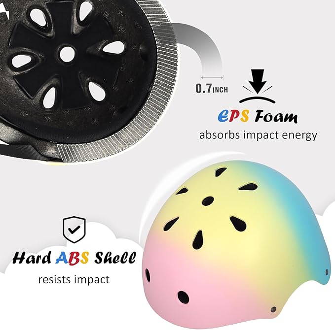 Kids Bike Helmet, Adjustable and Multi-Sport, from Toddler to Youth, 3 Sizes