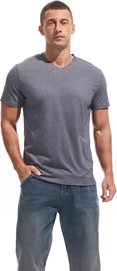 VEIISAR Premium V Neck T Shirts for Men - Modern Fitted Tees Vneck Undershirts