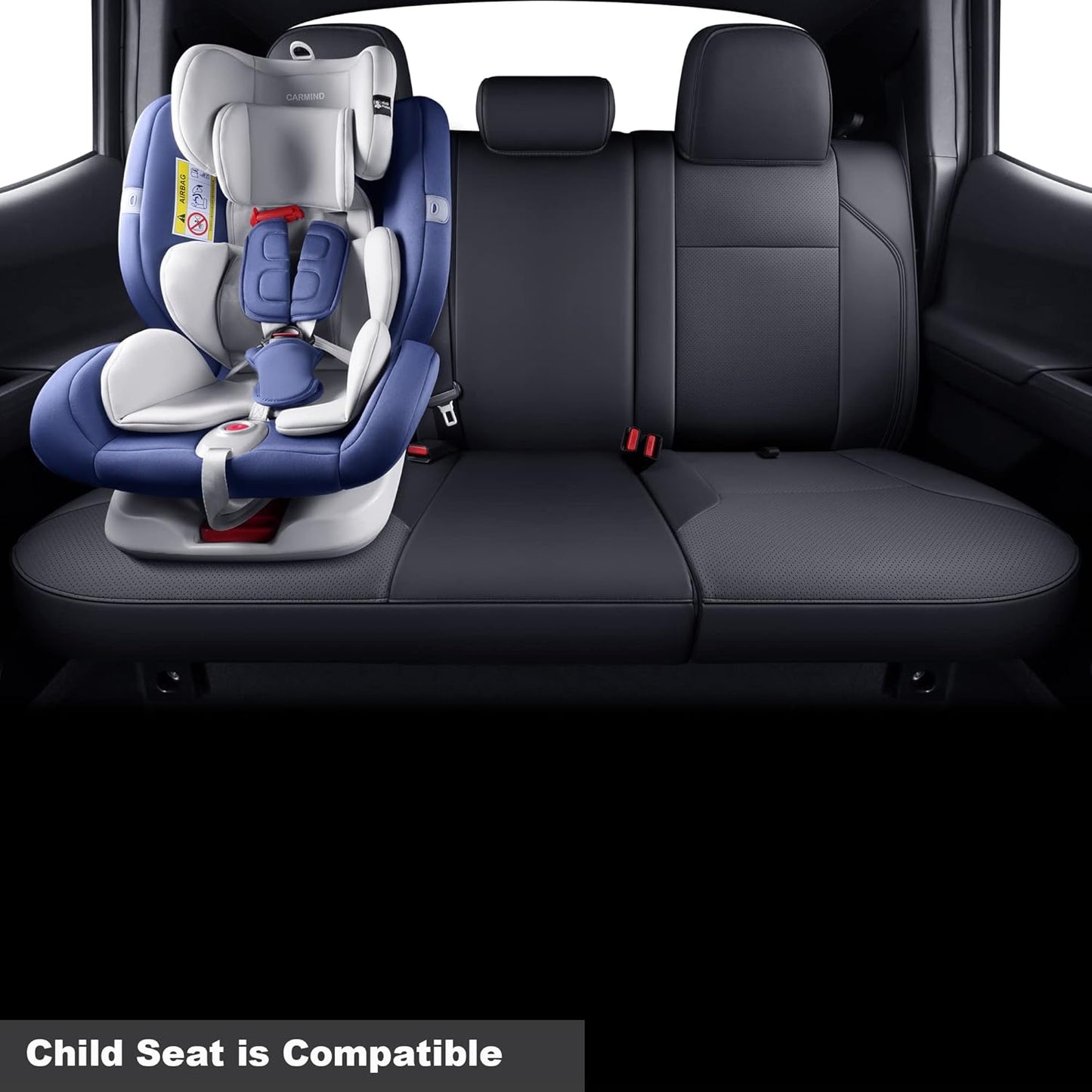 LUCKYMAN CLUB Rear Seat Covers Custom Fit for 2024 2025 Tacoma Crew Cab with Faux Leather (Black Rear)