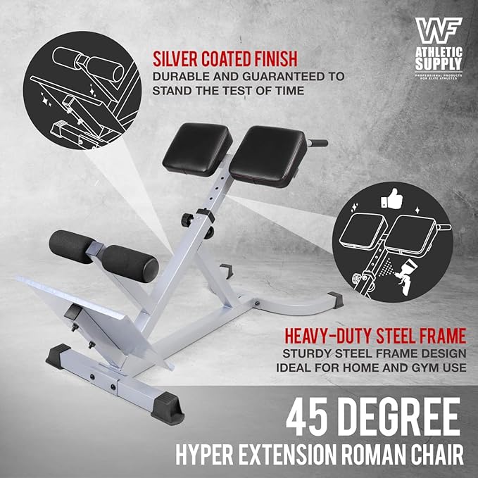 CAPHAUS 45 Degree Roman Chair Glutes Hamstring Workout Equipment for Muscle Strength Training Fitness, with Dip Station, Adjustable Hyperextension Ab Bench, Multi-Functional Back Machines