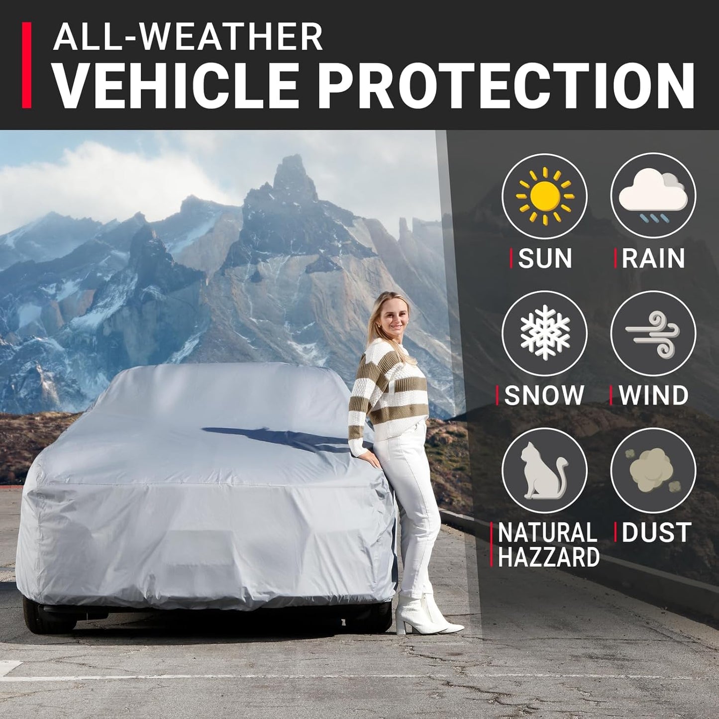 iCarCover Custom Car Cover for 1976-1994 Alfa Romeo Spider, Waterproof All Weather Rain Snow UV Sun Protector Full Exterior Weatherproof Indoor Outdoor Car Cover with Strap
