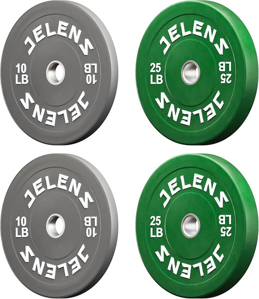 Olympic Barbell Weight Plates Set, 2-Inch Black/Colored Rubber Bumper Plate Weight Set for Strength Training and Weightlifting, Multiple Options