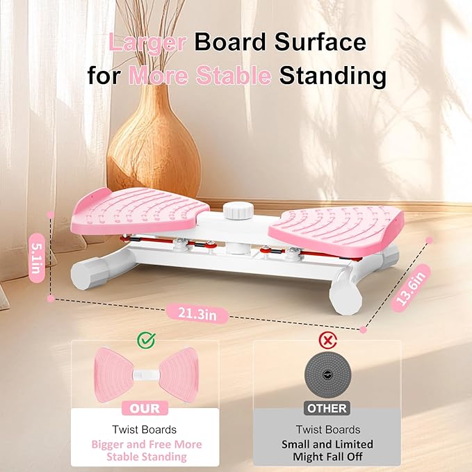 Waist Twister Ab Machine, 300 lbs Capacity Exercise Twist Board with Resistance Bands, Core Trainer Belly Fat Burner, Noiseless Waist Sculptor with Foot Massage