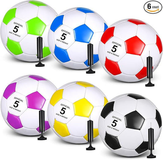 6 Pcs Operation Christmas Soccer Ball Bulk with Pump Needles, Size 3 4 5 Deflated Soccer Ball Gift for Youth Adult Game Training Practice Christian Charity Donation Supplies