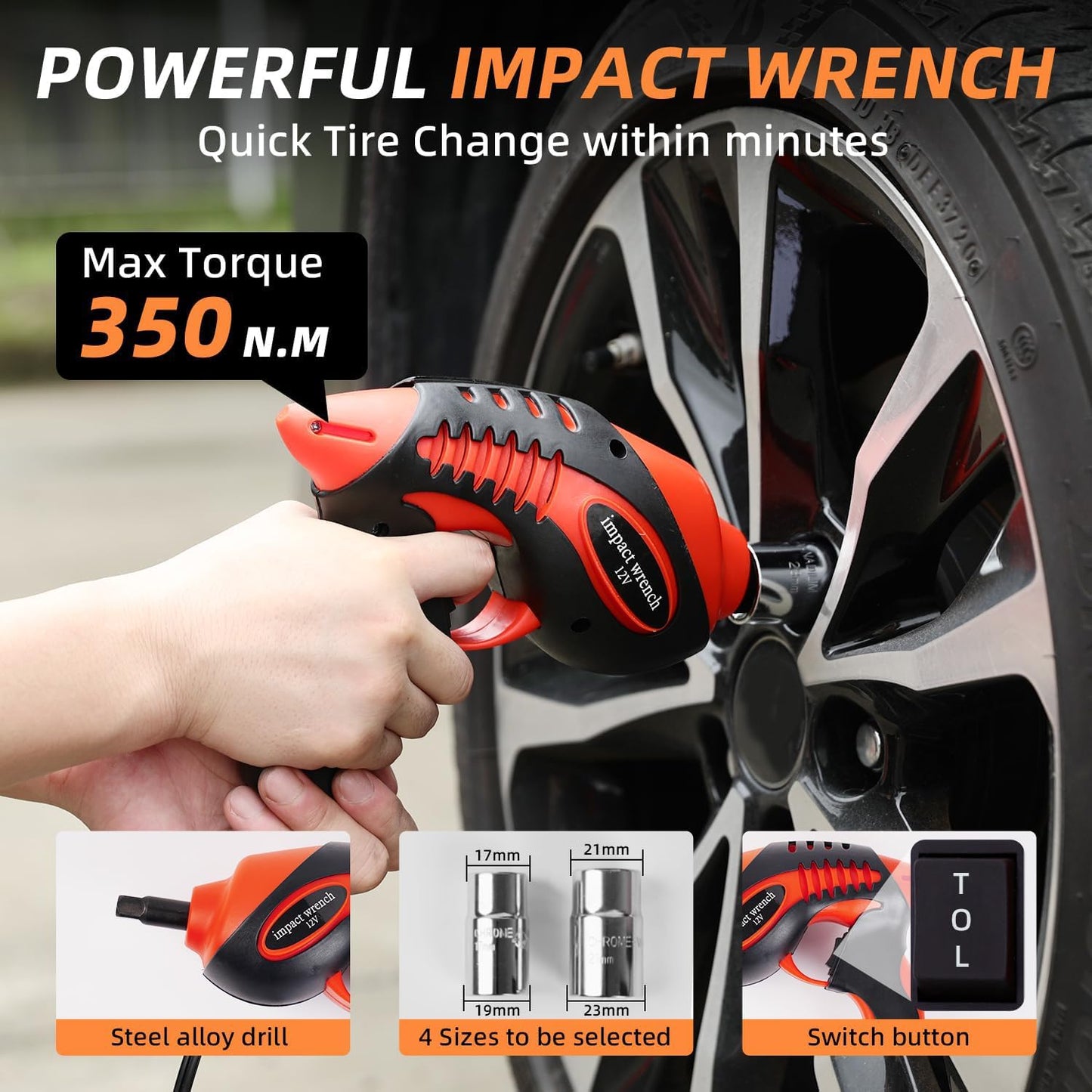 STANDTALL Electric Car Jack Kit 5 Ton 12V Hydraulic Jack Automatic Lift for Car with Impact Wrench and Tire Inflator Pump for SUV Sedan Truck Change Tires Garage Repair Road Emergency