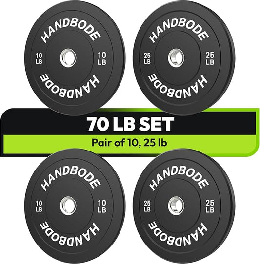 Bumper Plates 2 - Inch Olympic Weight Plate Set for Barbell, 10-55 lb Rubber Weights Sets for Home Gym, Strength Training Plate, Weight Lifting, Black