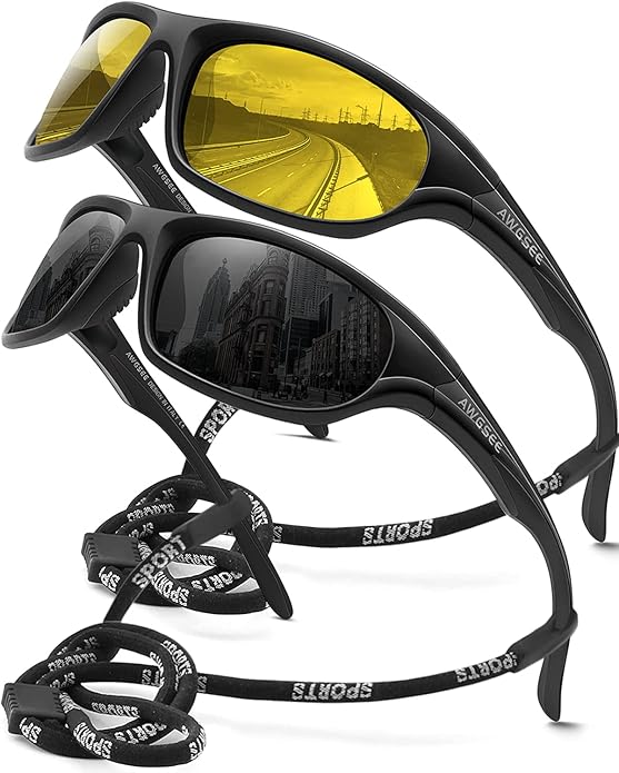 Polarized Sports Sunglasses for Men,TR90 Unbreakable Frame Sunglasses for Fishing Driving Cycling UV400 Protection