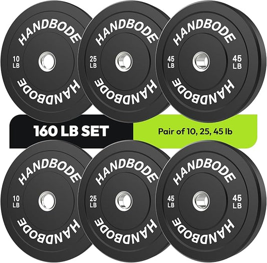 Bumper Plates 2 - Inch Olympic Weight Plate Set for Barbell, 10-55 lb Rubber Weights Sets for Home Gym, Strength Training Plate, Weight Lifting, Black