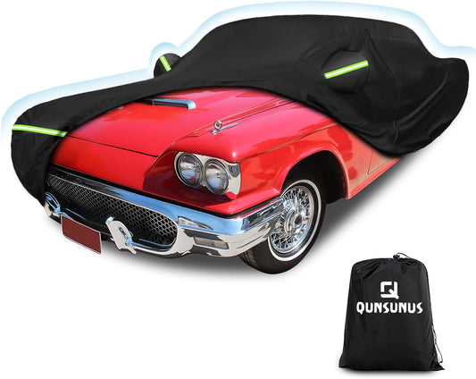 QUNSUNUS Car Cover for Ford Thunderbird 1958-1971/1977-1979 Waterproof All Weather 420D Windproof for Ford Thunderbird Car Cover Hail Protection with Zipper