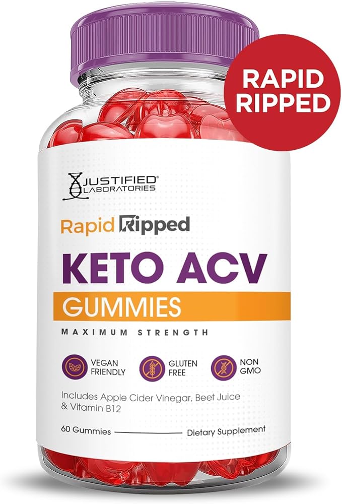 Justified Laboratories Rapid Ripped Keto ACV Gummies Advanced Formula 1000MG Rapidripped Keto Gummies Apple Cider Vinegar Formulated with Pomegranate Beet Juice Powder B12 Vegan Non GMO 60 Gummys