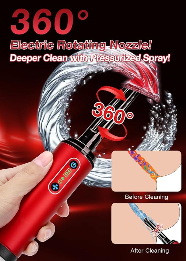 TRAMAN-Enema-Anal-Douche, Enemas-Douches for Men & Women Colon Cleanse, Shower Enema Bulb-Bottles Kit, Electric Rotating Nozzle, Pressure Spray, Two Douching Modes, External Water Supply