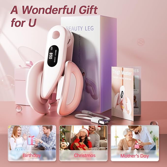 Thigh Master Hip Trainer Kegel Exerciser, Pelvic Floor Muscle Trainer for Women and Inner Thigh Exercise Workout for Men, Thigh & Hip Strengtheners for Home Gym Workout