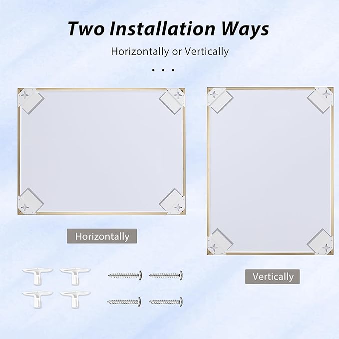 20x40 Inch Brass Bathroom Mirror for Wall, Aluminum Frame Rectangle Rectangular Vanity Mirror, Modern Large for Bedroom, Living Room, Horizontal or Vertical