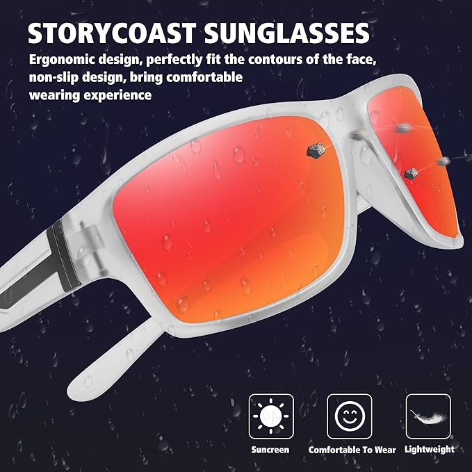 STORYCOAST Polarized Sports Sunglasses for Men Women Unbreakable Frame Cycling Fishing Driving