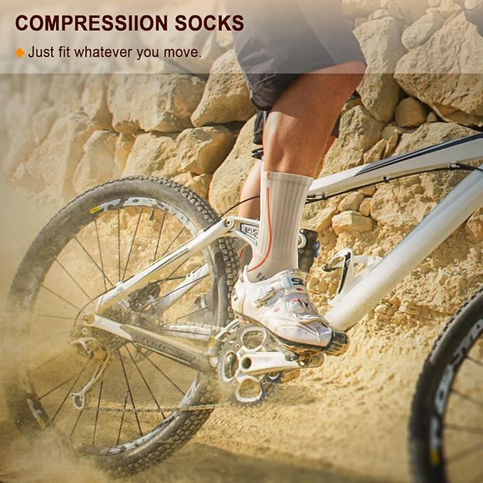 BULLIANT Compression Socks for Men 6Pairs, Athletic Crew Socks Cushioned For Men Sports Running-Arch Support