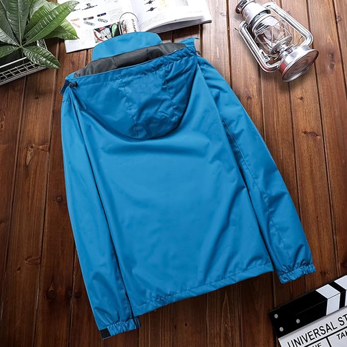 Mens Lightweight Waterproof Jacket Windproof Rain Hooded jackets for Running Hiking Cycling Travel M-7XL