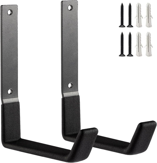 Heavy Duty Wall Hooks, Utility Hooks, Tool Organizer - Large Steel U Hooks for Garage & Garden, Hose Hanger (2 Pack)