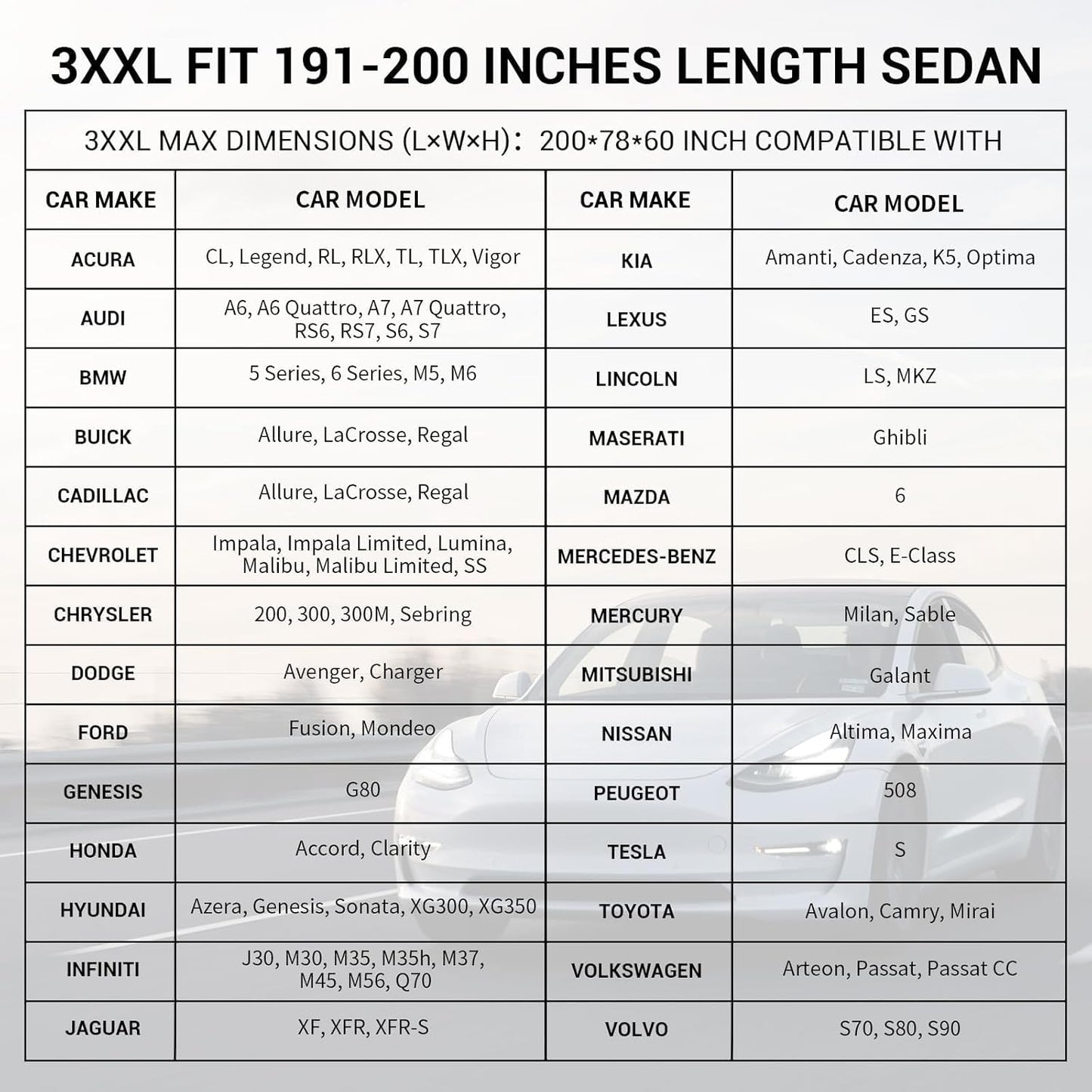 Waterproof Car Cover for Automobiles, All Weather Full Exterior Covers Fit for Toyota Camry Chevrolet Malibu Honda Accord, Universal Windproof Rain Sun UV Protection Car Covers Fit 191"-200" Sedan